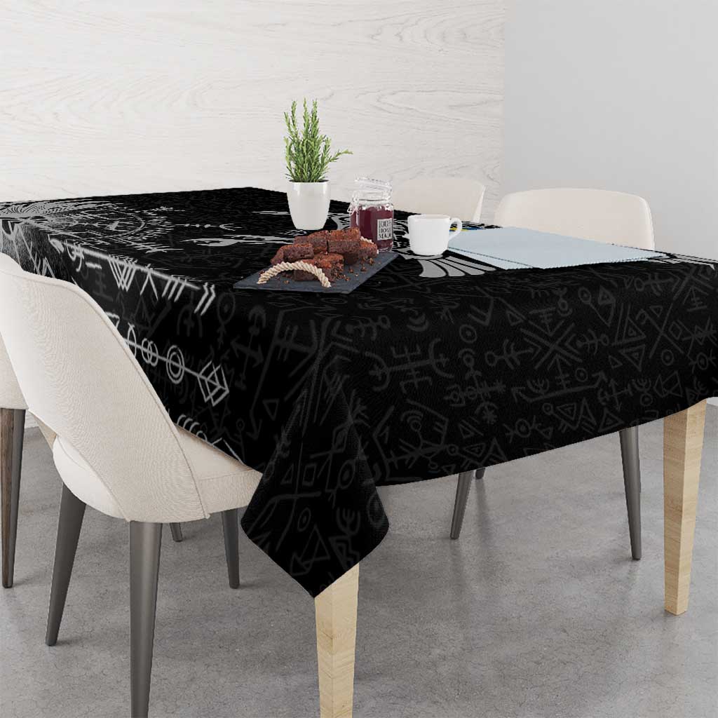 Sweden Viking Ravens Tablecloth Vegvisir Runes Pattern - Wonder Print Shop