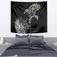 Sweden Viking Ravens Tapestry Vegvisir Runes Pattern - Wonder Print Shop