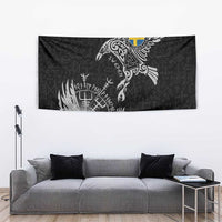 Sweden Viking Ravens Tapestry Vegvisir Runes Pattern - Wonder Print Shop