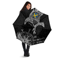 Sweden Viking Ravens Umbrella Vegvisir Runes Pattern - Wonder Print Shop