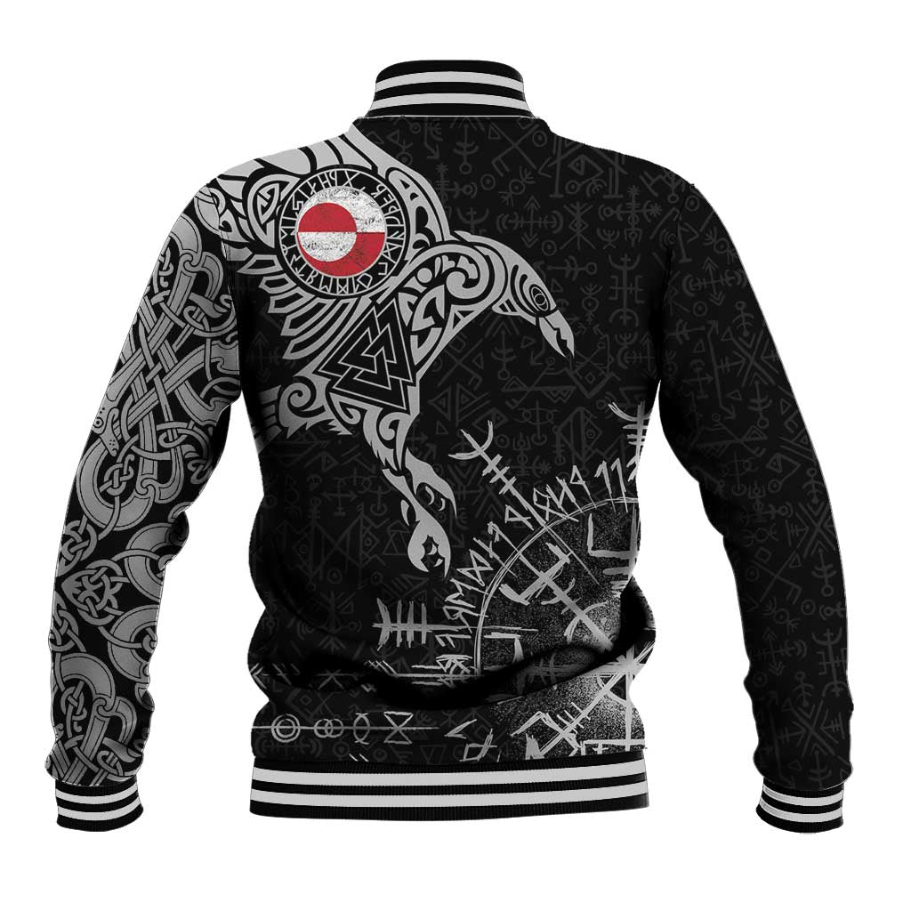 Greenland Viking Ravens Baseball Jacket Vegvisir Runes Pattern - Wonder Print Shop