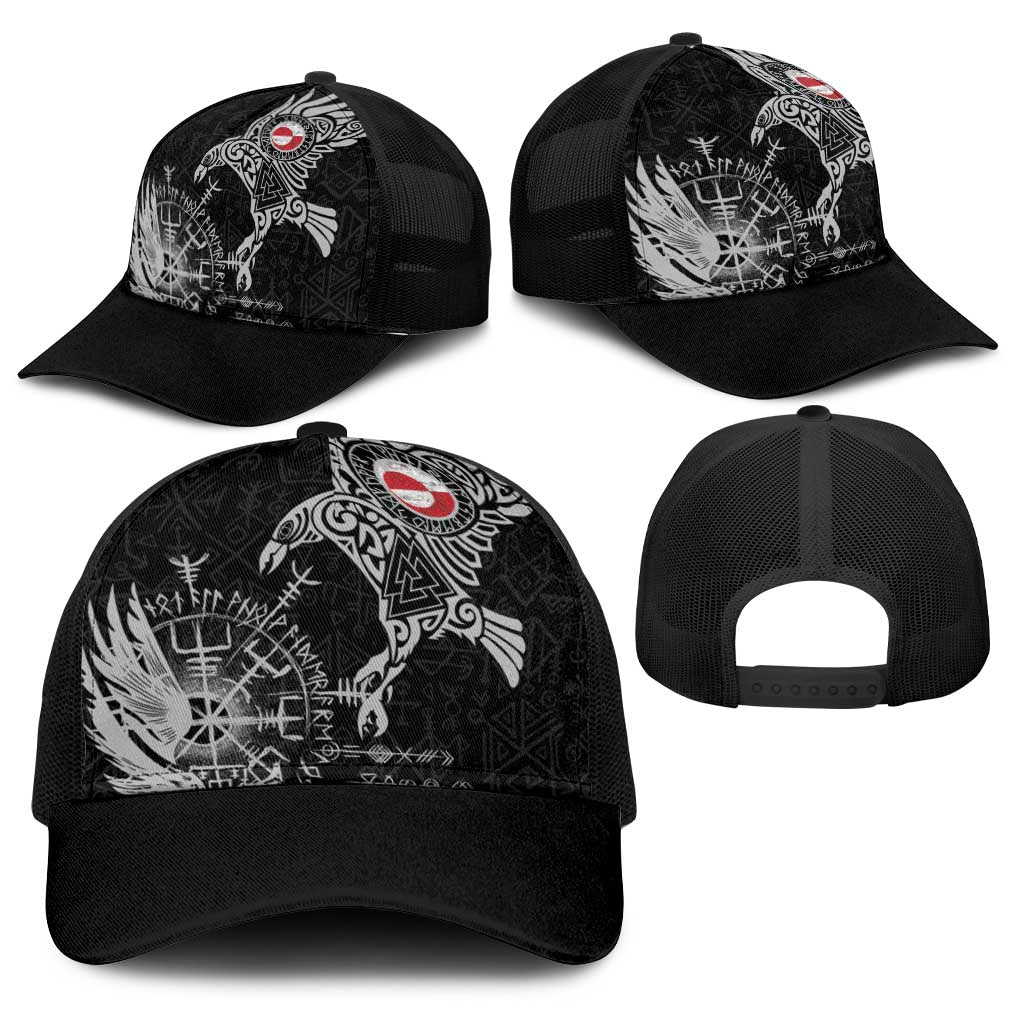 Greenland Viking Ravens Baseball Net Cap Vegvisir Runes Pattern - Wonder Print Shop