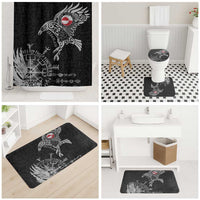 Greenland Viking Ravens Bathroom Set Vegvisir Runes Pattern - Wonder Print Shop