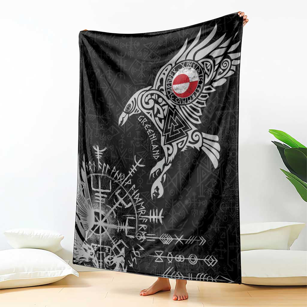 Greenland Viking Ravens Blanket Vegvisir Runes Pattern - Wonder Print Shop