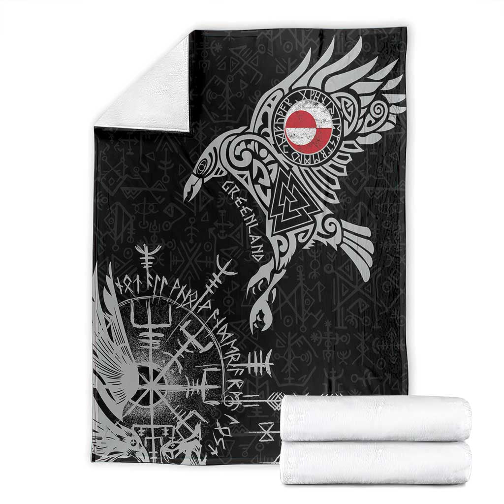 Greenland Viking Ravens Blanket Vegvisir Runes Pattern - Wonder Print Shop