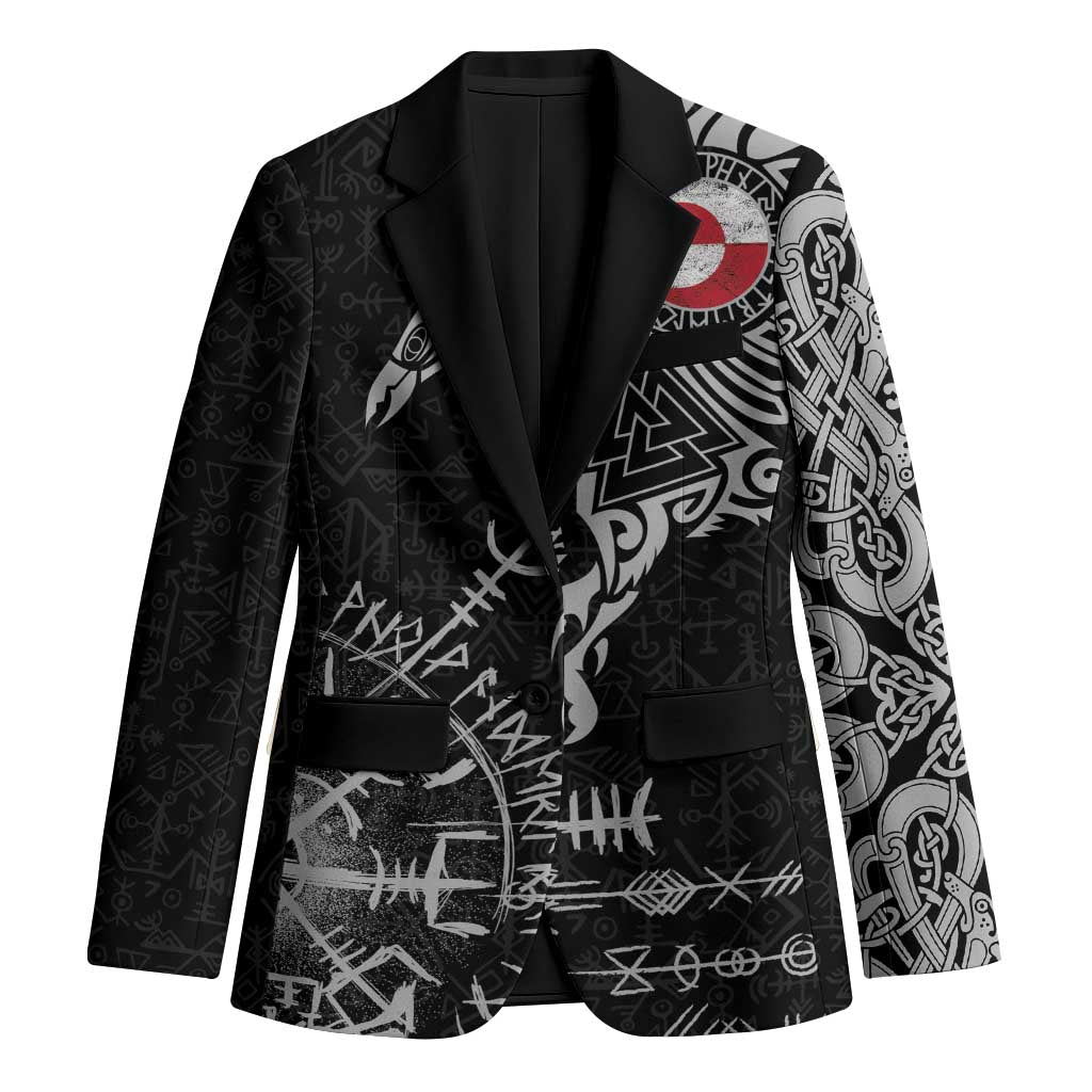 Greenland Viking Ravens Blazer Vegvisir Runes Pattern - Wonder Print Shop