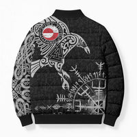 Greenland Viking Ravens Bomber Puffer Jacket Vegvisir Runes Pattern - Wonder Print Shop