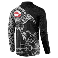 Greenland Viking Ravens Button Sweatshirt Vegvisir Runes Pattern - Wonder Print Shop