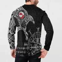 Greenland Viking Ravens Button Sweatshirt Vegvisir Runes Pattern - Wonder Print Shop