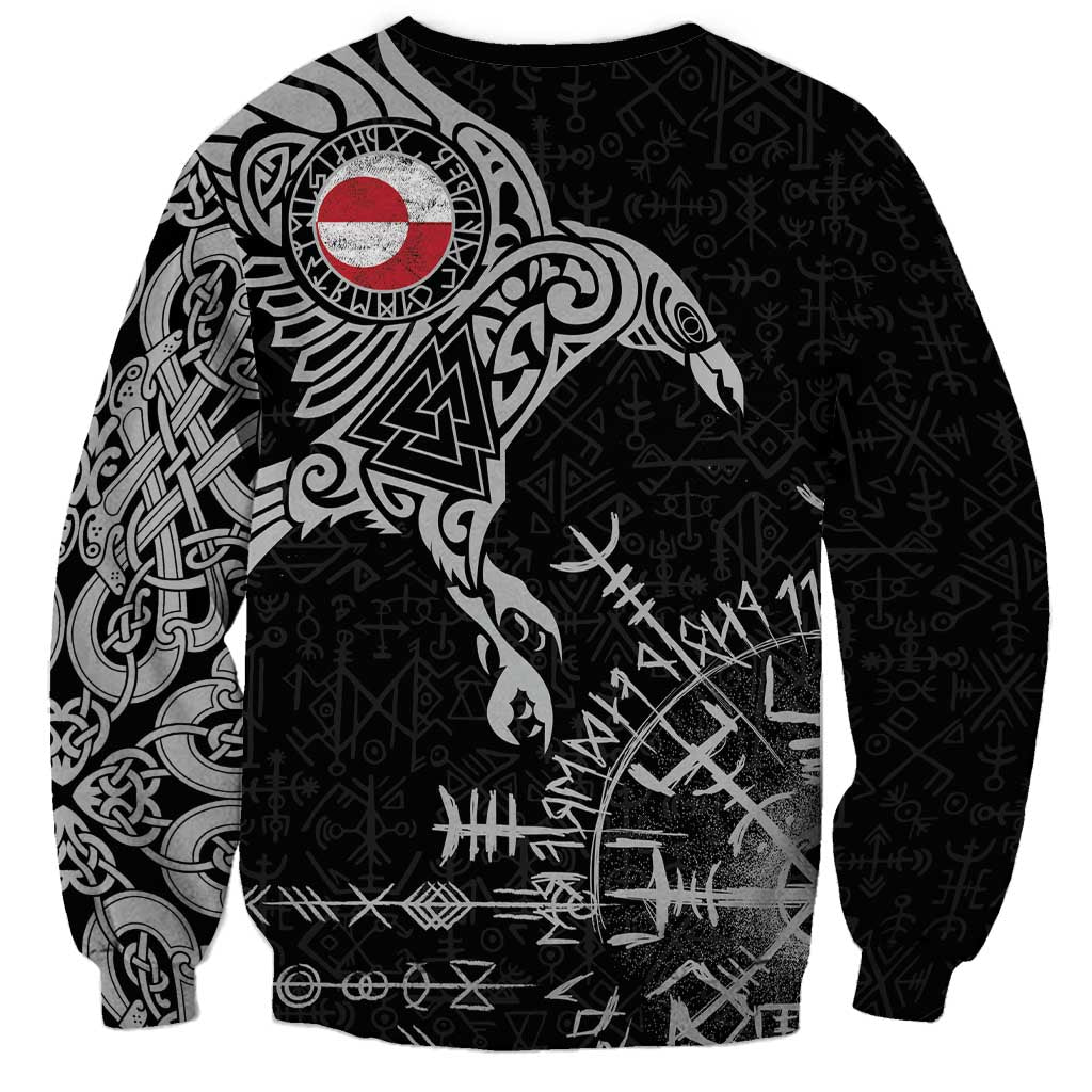 Greenland Viking Ravens Sweatshirt Vegvisir Runes Pattern - Wonder Print Shop