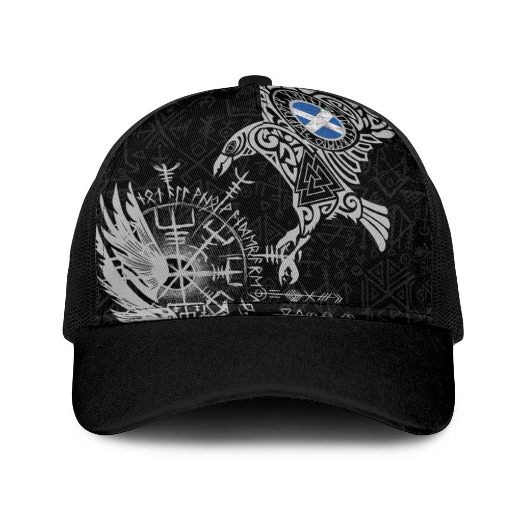 Scotland Viking Ravens Baseball Net Cap Vegvisir Runes Pattern - Wonder Print Shop