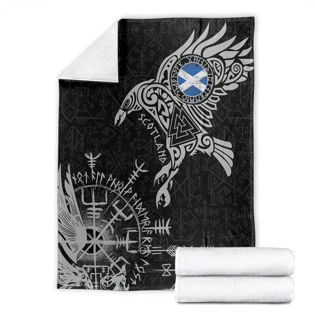 Scotland Viking Ravens Blanket Vegvisir Runes Pattern - Wonder Print Shop