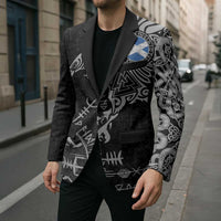Scotland Viking Ravens Blazer Vegvisir Runes Pattern - Wonder Print Shop