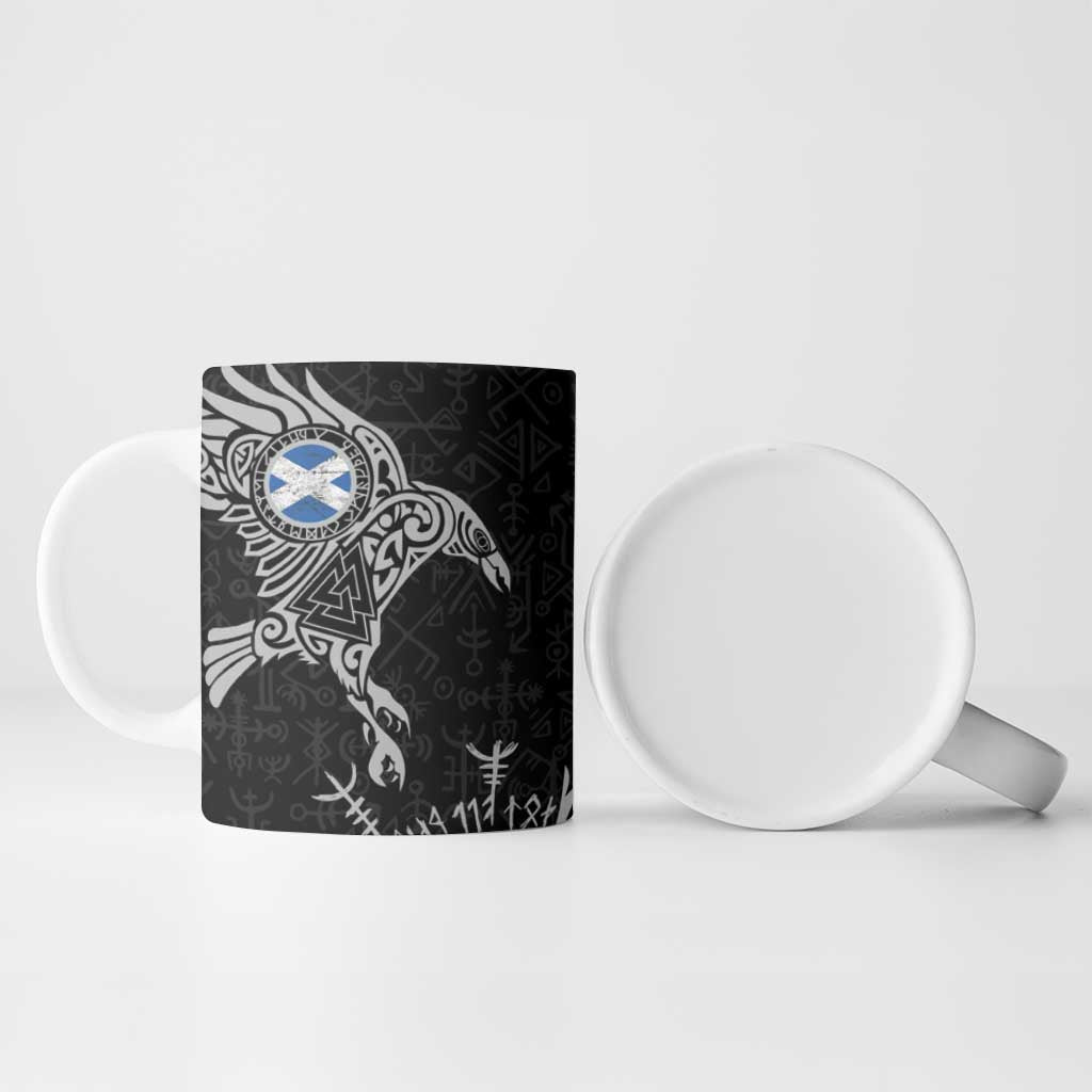 Scotland Viking Ravens Ceramic Mug Vegvisir Runes Pattern - Wonder Print Shop