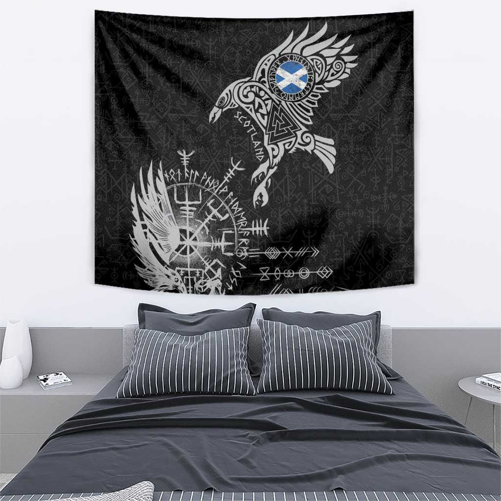 Scotland Viking Ravens Tapestry Vegvisir Runes Pattern - Wonder Print Shop