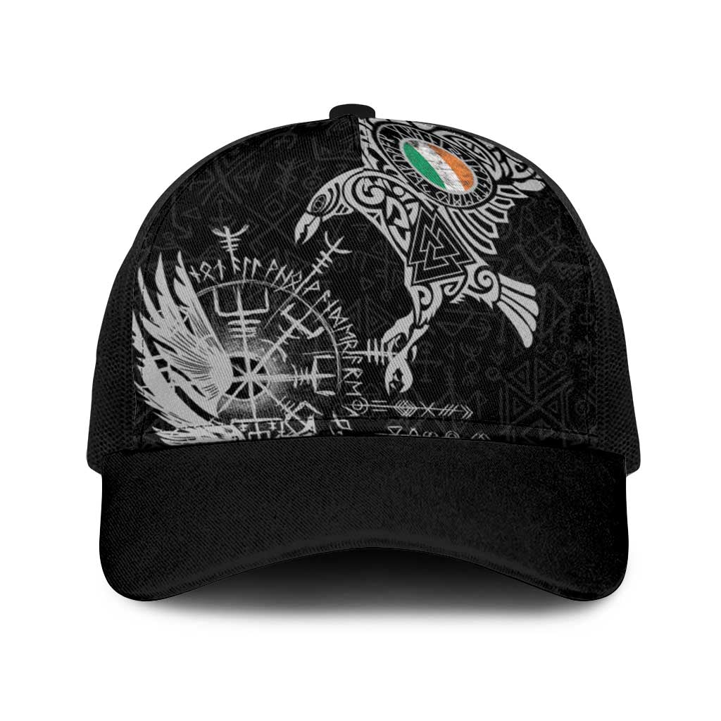 Ireland Viking Ravens Baseball Net Cap Vegvisir Runes Pattern - Wonder Print Shop