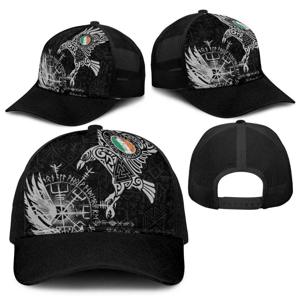Ireland Viking Ravens Baseball Net Cap Vegvisir Runes Pattern - Wonder Print Shop
