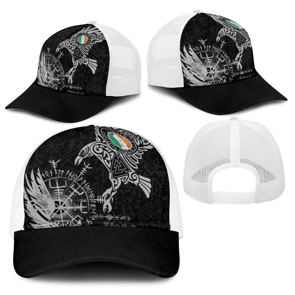 Ireland Viking Ravens Baseball Net Cap Vegvisir Runes Pattern - Wonder Print Shop