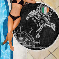 Ireland Viking Ravens Beach Blanket Vegvisir Runes Pattern - Wonder Print Shop