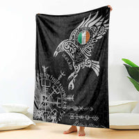 Ireland Viking Ravens Blanket Vegvisir Runes Pattern - Wonder Print Shop