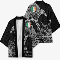 Ireland Viking Ravens Kimono Vegvisir Runes Pattern - Wonder Print Shop
