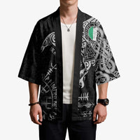 Ireland Viking Ravens Kimono Vegvisir Runes Pattern - Wonder Print Shop