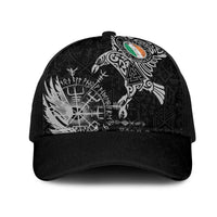 Ireland Viking Ravens Mesh Trucker Cap Vegvisir Runes Pattern - Wonder Print Shop