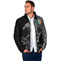 Ireland Viking Ravens Padded Jacket Vegvisir Runes Pattern - Wonder Print Shop