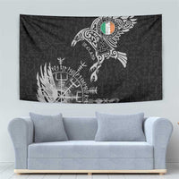 Ireland Viking Ravens Tapestry Vegvisir Runes Pattern - Wonder Print Shop