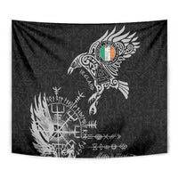 Ireland Viking Ravens Tapestry Vegvisir Runes Pattern - Wonder Print Shop