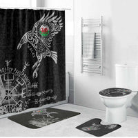 Wales Viking Ravens Bathroom Set Vegvisir Runes Pattern - Wonder Print Shop
