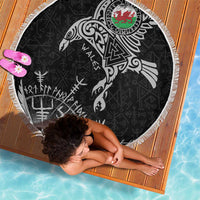 Wales Viking Ravens Beach Blanket Vegvisir Runes Pattern - Wonder Print Shop