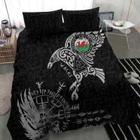 Wales Viking Ravens Bedding Set Vegvisir Runes Pattern - Wonder Print Shop