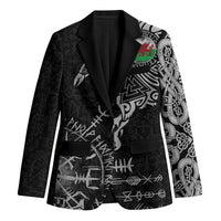 Wales Viking Ravens Blazer Vegvisir Runes Pattern - Wonder Print Shop