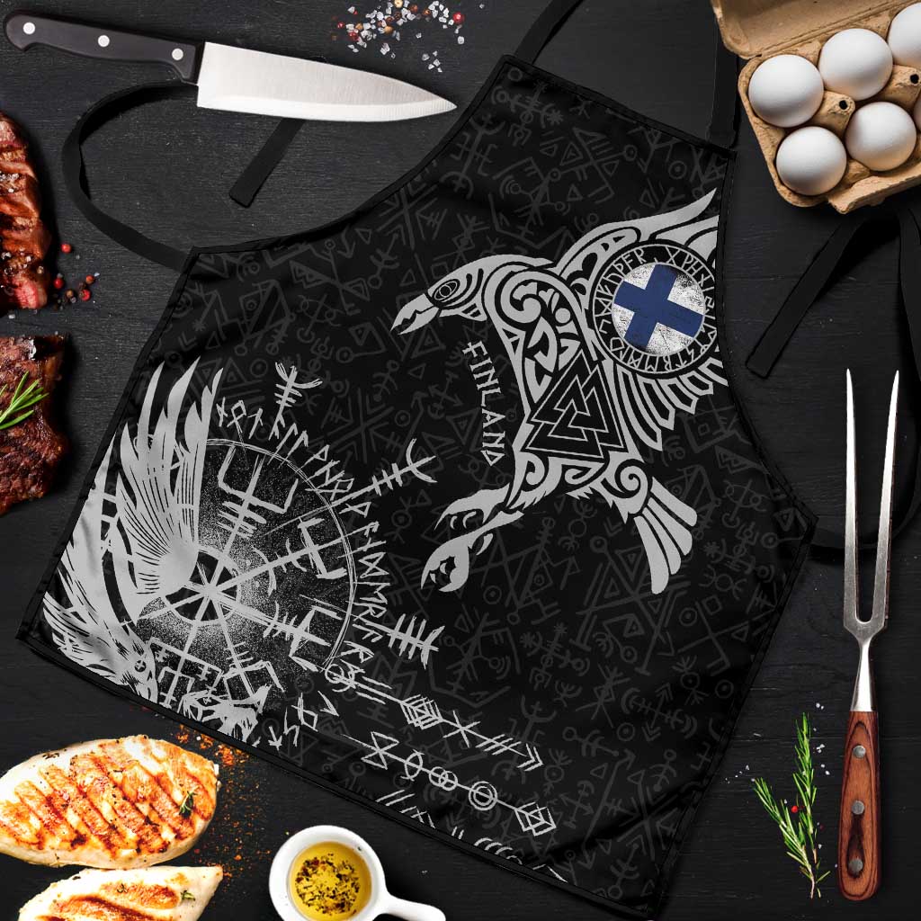 Finland Viking Ravens Apron Vegvisir Runes Pattern - Wonder Print Shop