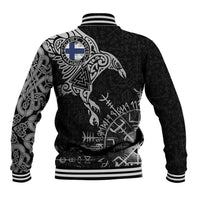 Finland Viking Ravens Baseball Jacket Vegvisir Runes Pattern - Wonder Print Shop