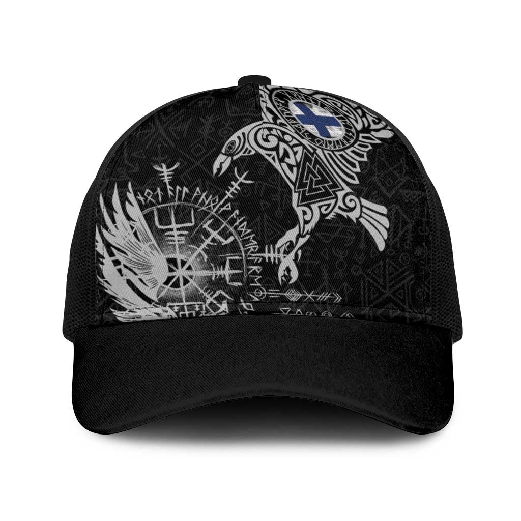Finland Viking Ravens Baseball Net Cap Vegvisir Runes Pattern - Wonder Print Shop