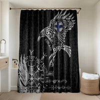 Finland Viking Ravens Bathroom Set Vegvisir Runes Pattern - Wonder Print Shop