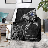 Finland Viking Ravens Blanket Vegvisir Runes Pattern - Wonder Print Shop