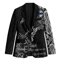 Finland Viking Ravens Blazer Vegvisir Runes Pattern - Wonder Print Shop