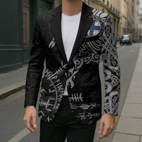 Finland Viking Ravens Blazer Vegvisir Runes Pattern - Wonder Print Shop