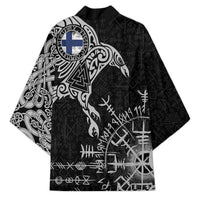 Finland Viking Ravens Kimono Vegvisir Runes Pattern - Wonder Print Shop