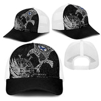 Finland Viking Ravens Mesh Trucker Cap Vegvisir Runes Pattern - Wonder Print Shop