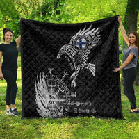 Finland Viking Ravens Quilt Vegvisir Runes Pattern - Wonder Print Shop