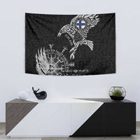 Finland Viking Ravens Tapestry Vegvisir Runes Pattern - Wonder Print Shop