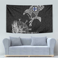 Finland Viking Ravens Tapestry Vegvisir Runes Pattern - Wonder Print Shop