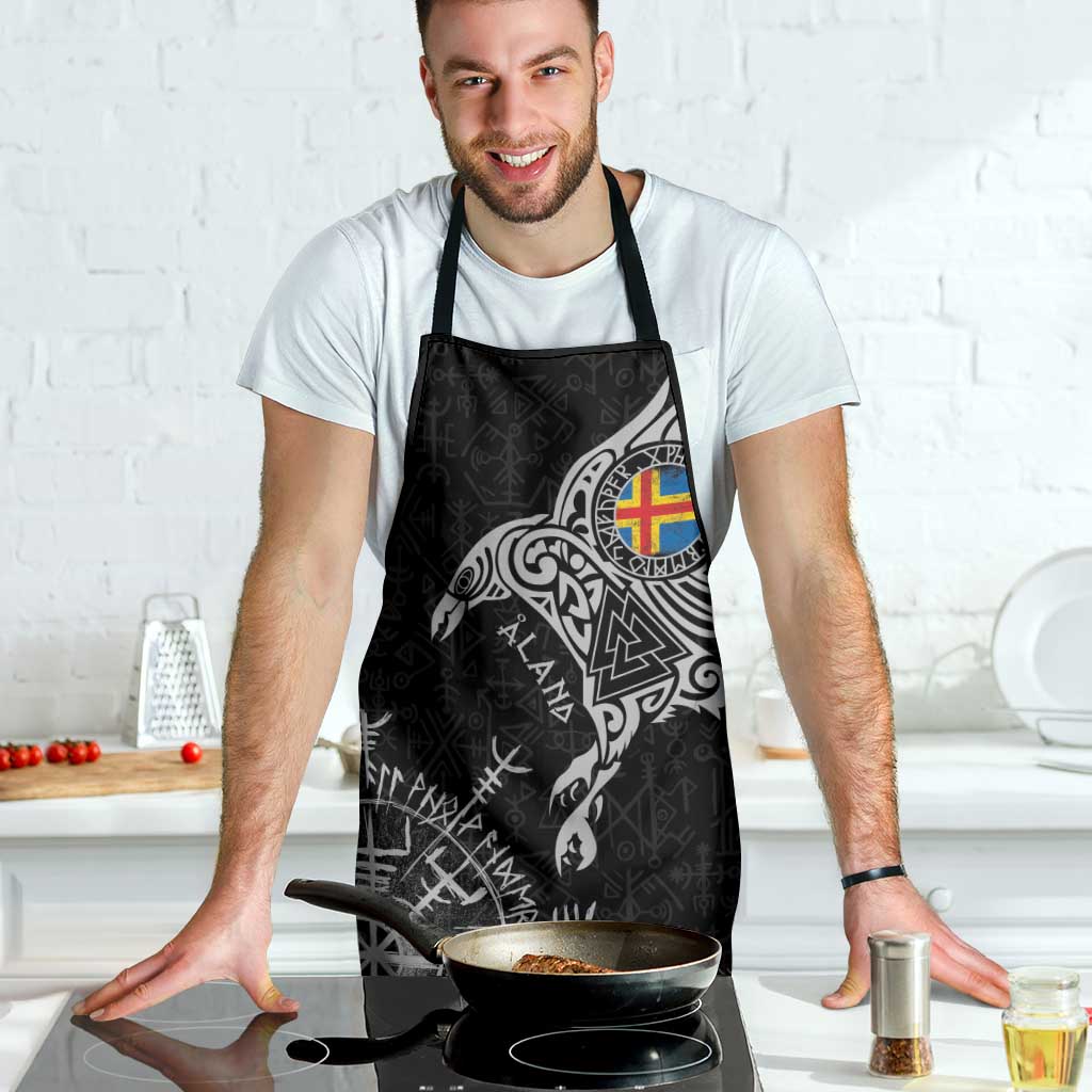 Aland Viking Ravens Apron Vegvisir Runes Pattern - Wonder Print Shop