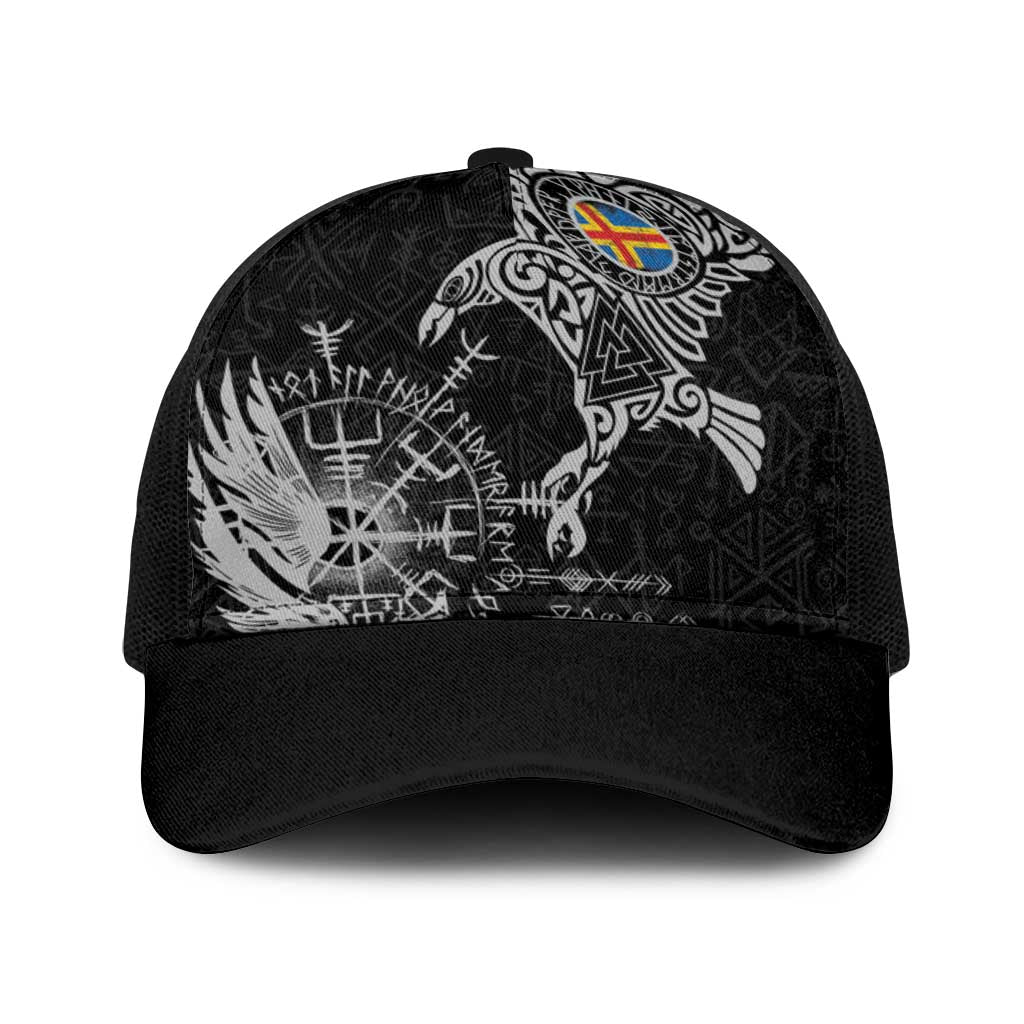 Aland Viking Ravens Baseball Net Cap Vegvisir Runes Pattern - Wonder Print Shop