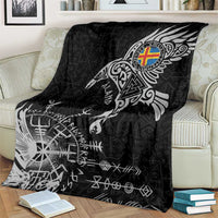 Aland Viking Ravens Blanket Vegvisir Runes Pattern - Wonder Print Shop