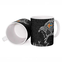 Aland Viking Ravens Ceramic Mug Vegvisir Runes Pattern - Wonder Print Shop